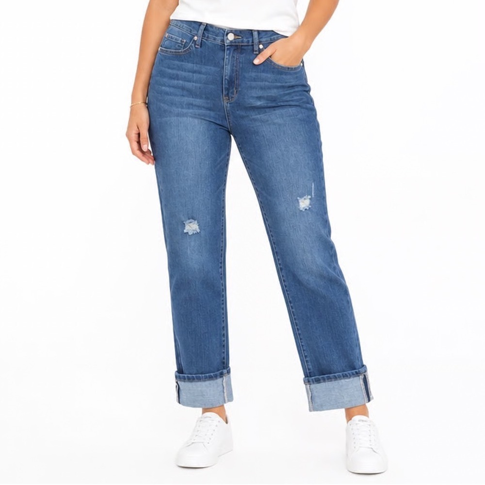 Nanette Lepore Amour Slim Boyfriend Jeans Women's W32 Blue Denim Cotton Stretch